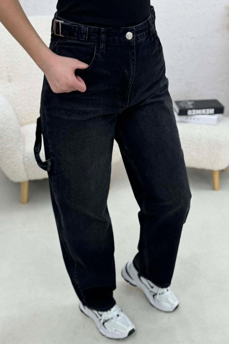 BELTS DETAIL WOMEN JEANS BLACK/ E ZEZE - 6