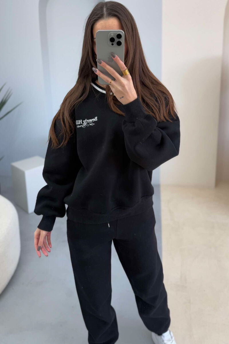 BH SWEATSHIRT+JOGGERS FLUFFY WOMEN SET BLACK/ E ZEZE - 1