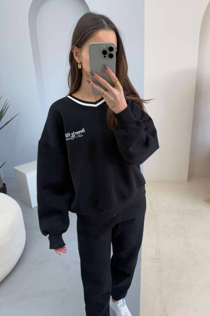 BH SWEATSHIRT+JOGGERS FLUFFY WOMEN SET BLACK/ E ZEZE - 2