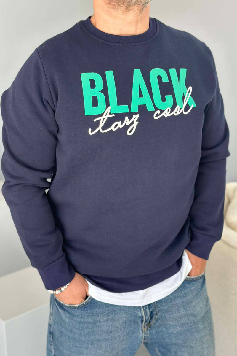 BLACK FRONT WRITTING MEN SWEATSHIRT DARK BLUE/BEE - 1