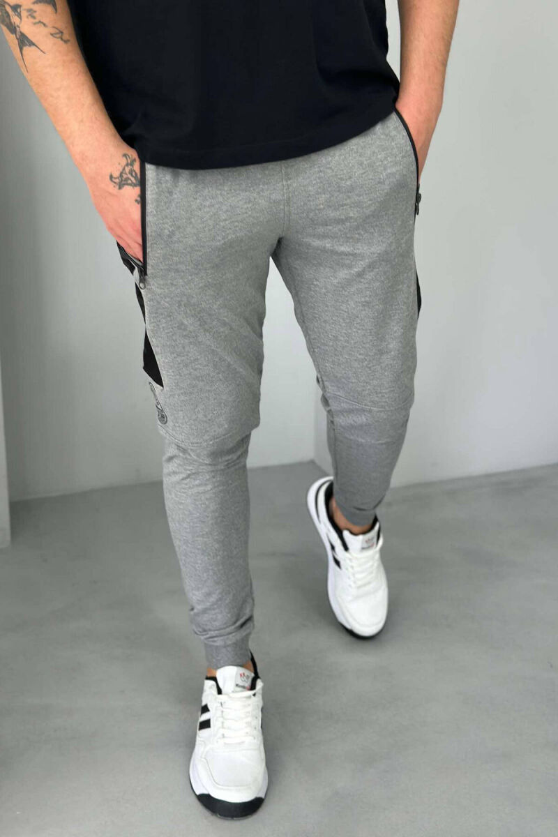 BLACK LINES COTTON MEN SWEATPANTS IN GREY COLOR - 1
