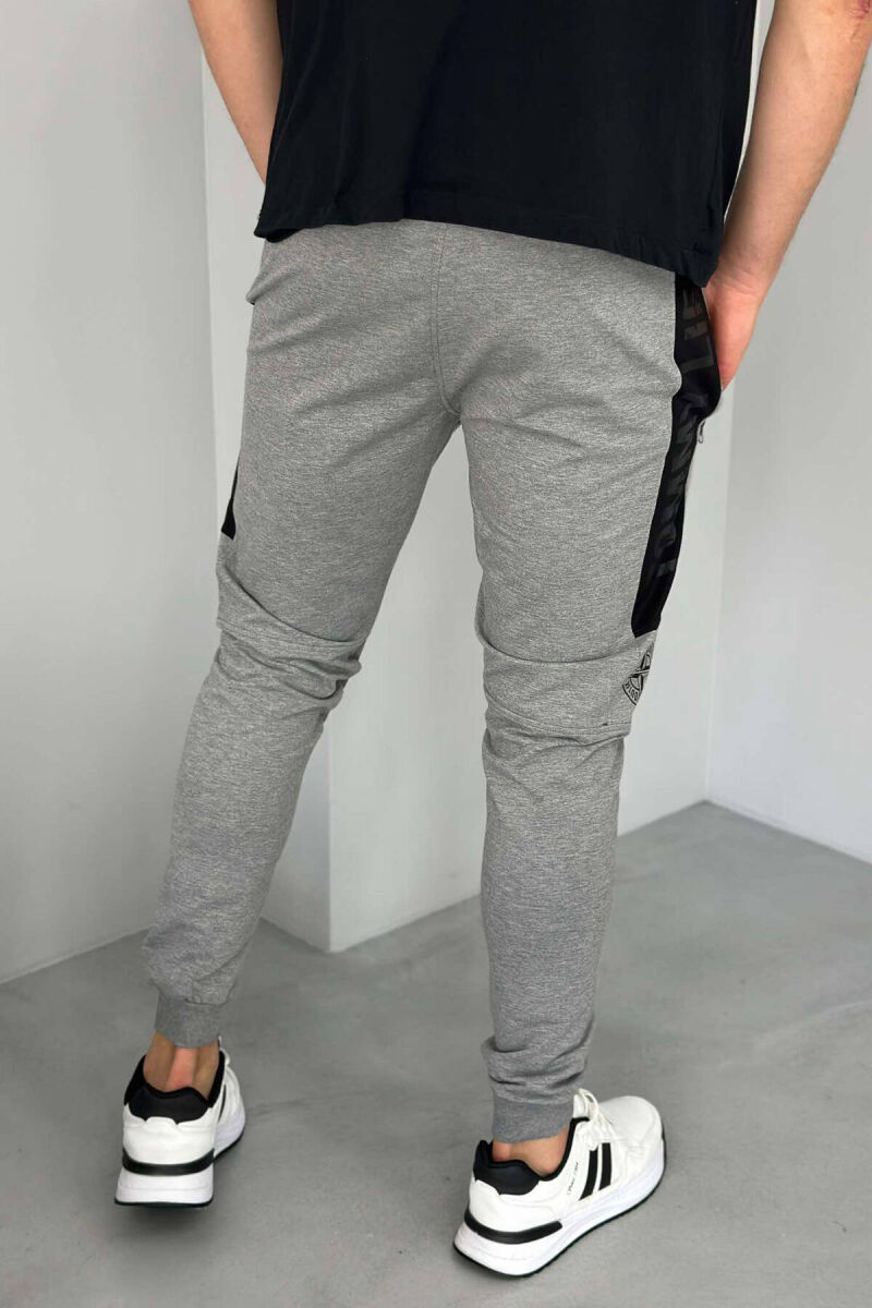 BLACK LINES COTTON MEN SWEATPANTS IN GREY COLOR - 3