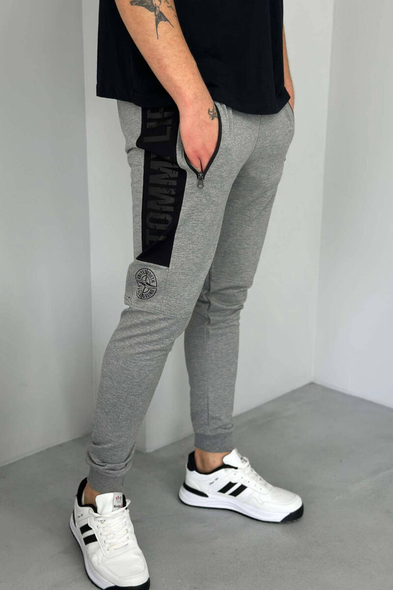 BLACK LINES COTTON MEN SWEATPANTS IN GREY COLOR - 4