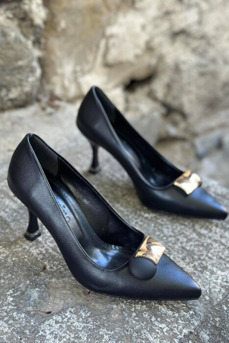 BLACK WOMAN HEELS WITH GOLD DETAILS BLACK/ E ZEZE - 2