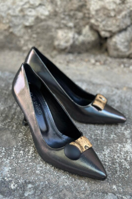 BLACK WOMAN HEELS WITH GOLD DETAILS OLIVE/ULLI 