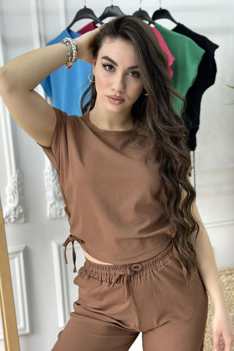 BLOUSE+TROUSERS ONE COLOR WOMAN SET BROWN/KAFE - 3