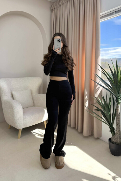 BLOUSE+TROUSERS ONE COLOR WOMEN SET BLACK/ E ZEZE - 1