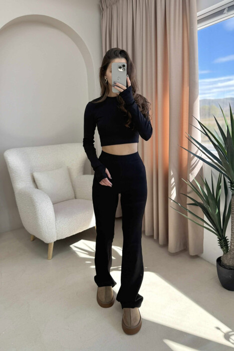 BLOUSE+TROUSERS ONE COLOR WOMEN SET BLACK/ E ZEZE - 2