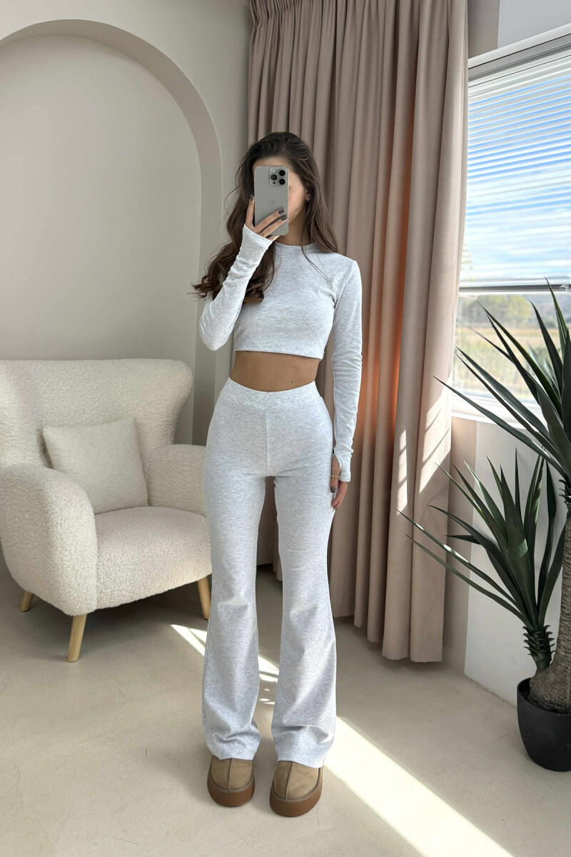 BLOUSE+TROUSERS ONE COLOR WOMEN SET LIGHT GREY/GZ - 1