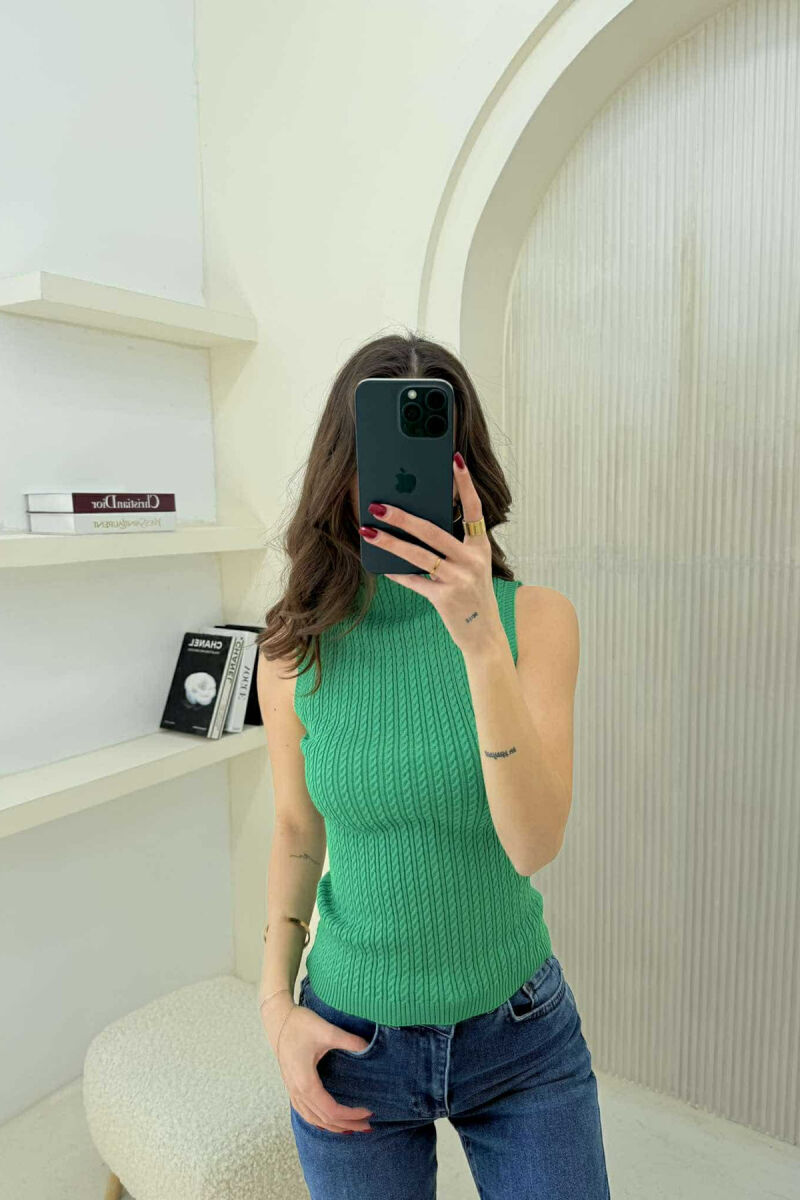 BLUZË AKRELIKE NJË NGJYRËSHE PËR FEMRA NË NGJYRËN JESHILE - 3