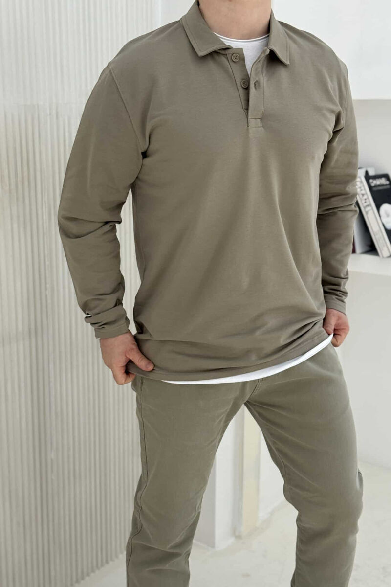 BLUZË E THJESHTË ME JAKË POLO PËR MESHKUJ NË NGJYRËN MENTE - 1