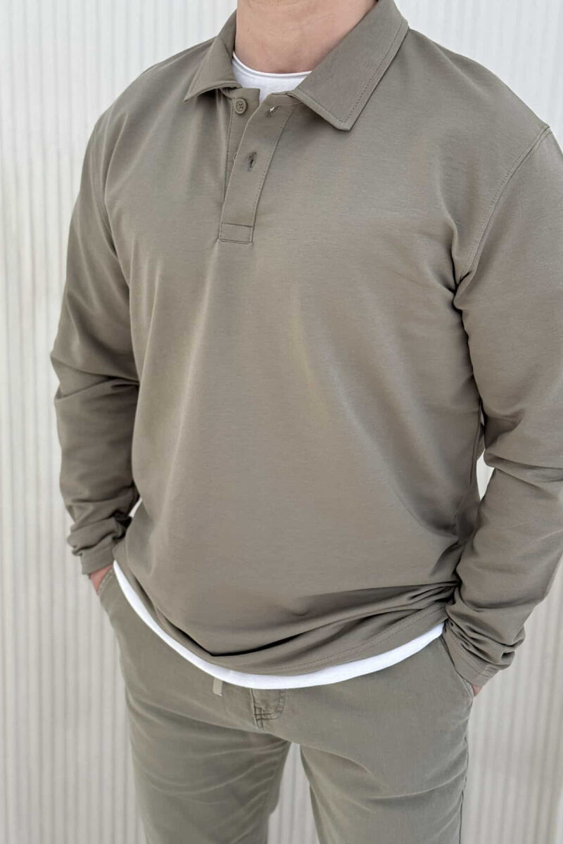 BLUZË E THJESHTË ME JAKË POLO PËR MESHKUJ NË NGJYRËN MENTE - 2