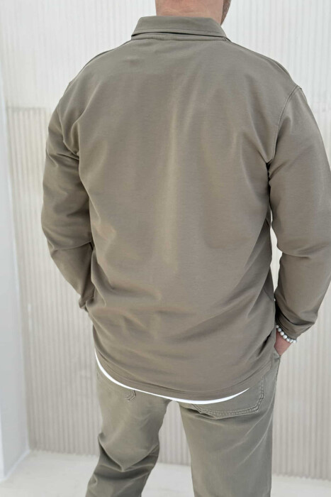 BLUZË E THJESHTË ME JAKË POLO PËR MESHKUJ NË NGJYRËN MENTE - 3