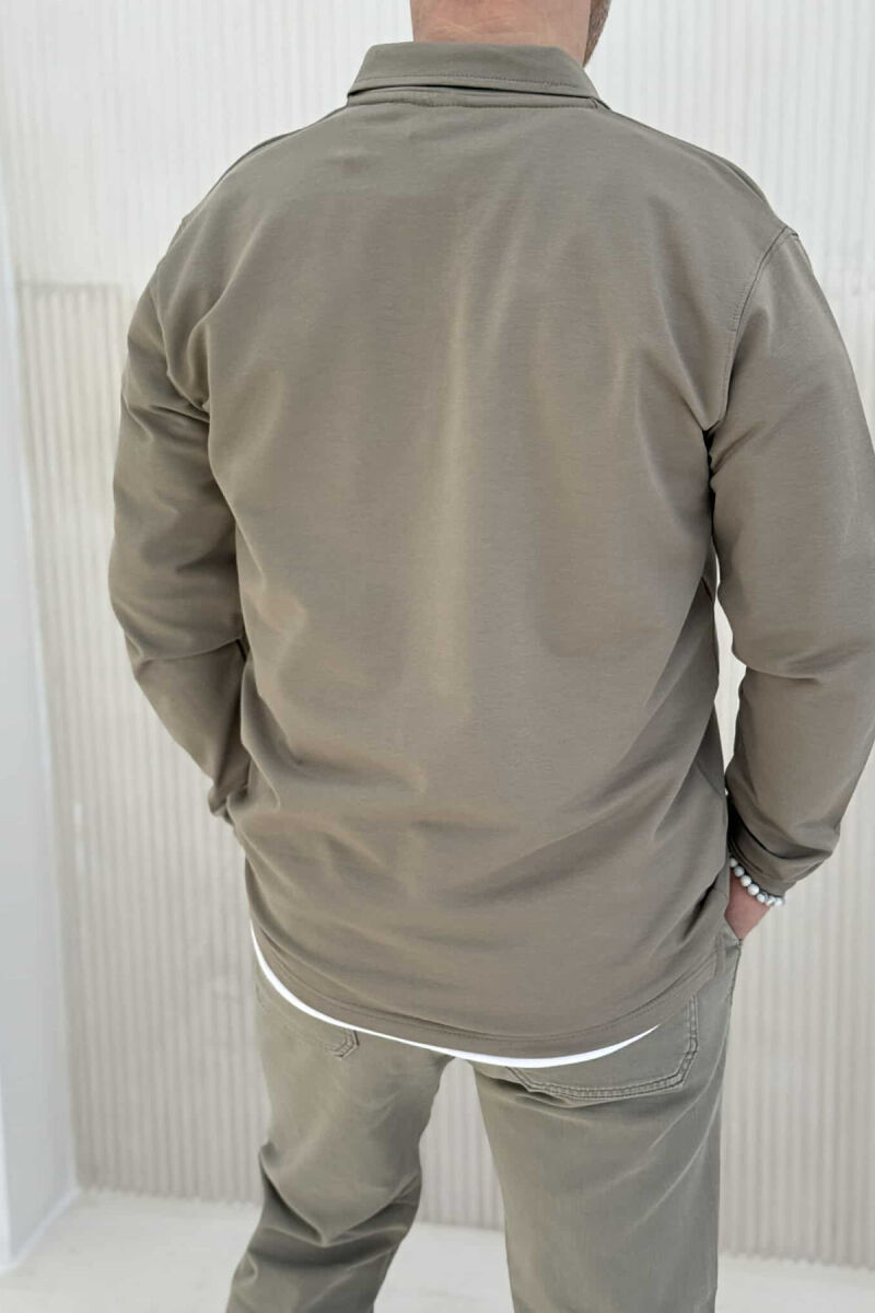 BLUZË E THJESHTË ME JAKË POLO PËR MESHKUJ NË NGJYRËN MENTE - 3