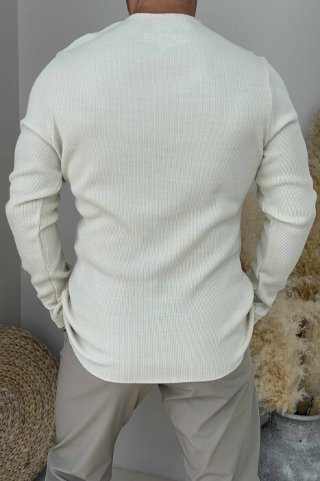 BLUZË E THJESHTË NJËNGJYRËSHE PËR MESHKUJ NE NGJYRËN KREM - 2