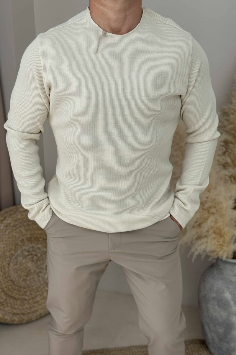 BLUZË E THJESHTË NJËNGJYRËSHE PËR MESHKUJ NE NGJYRËN KREM - 3