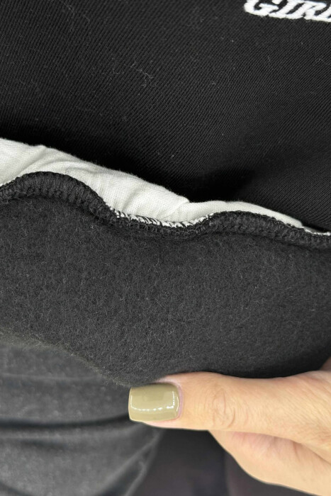 BLUZË LA ME PUSH DHE JAKË TË RRUMBULLAKËT PËR FEMRA NË NGJYRË TË ZEZË - 4