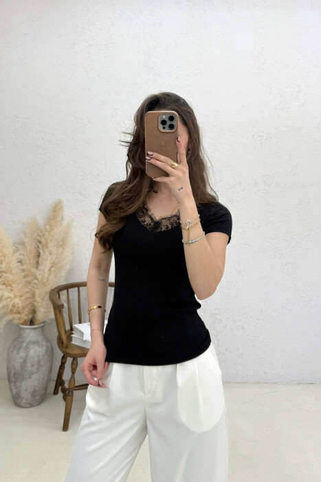 BLUZE ME DETAJ DANTELLE PER FEMRA NE NGJYRE TE ZEZE - 4