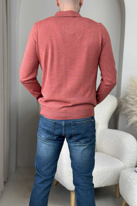 BLUZË ME JAKË POLO DHE KOPSA PËR MESHKUJ NË NGJYREN TULLË - 3