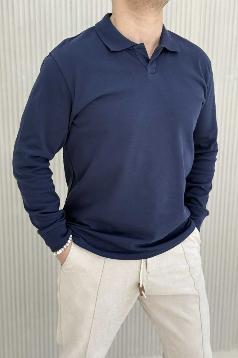 BLUZË ME JAKË POLO PËR MESHKUJ NË NGJYRËN BLU - 1