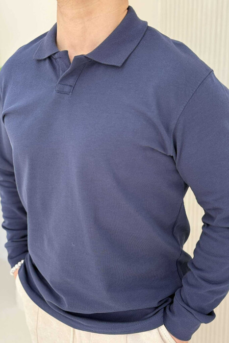 BLUZË ME JAKË POLO PËR MESHKUJ NË NGJYRËN BLU - 2