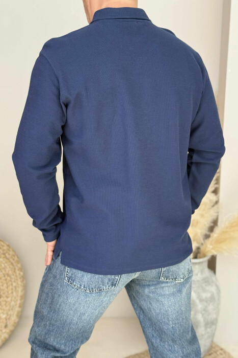 BLUZË ME JAKË POLO PËR MESHKUJ NË NGJYRËN BLU - 7