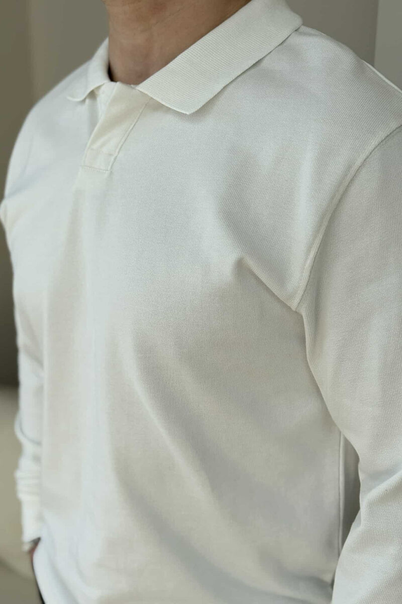 BLUZË ME JAKË POLO PËR MESHKUJ NË NGJYRËN E BARDHË - 2