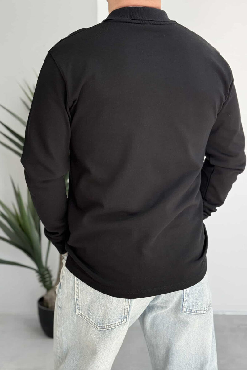 BLUZË ME JAKË POLO PËR MESHKUJ NË NGJYRËN E ZEZË - 4