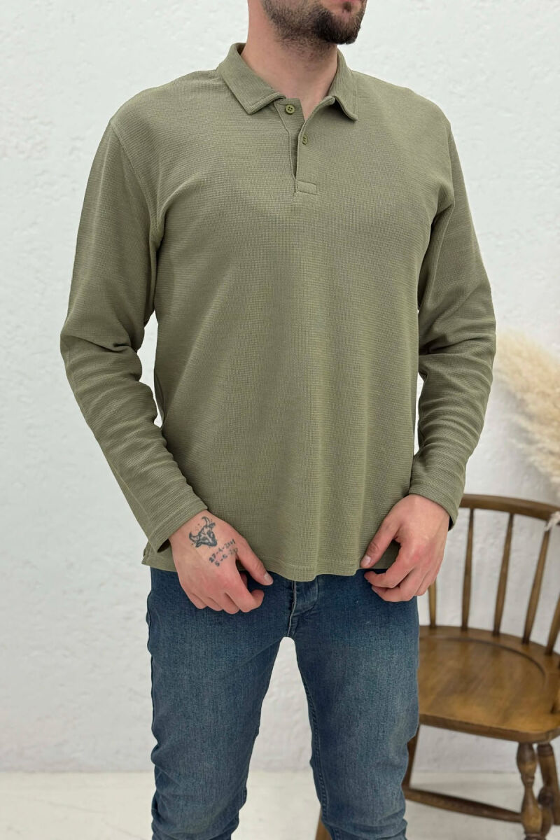 BLUZË ME JAKË POLO PËR MESHKUJ NË NGJYRËN MENTE - 2