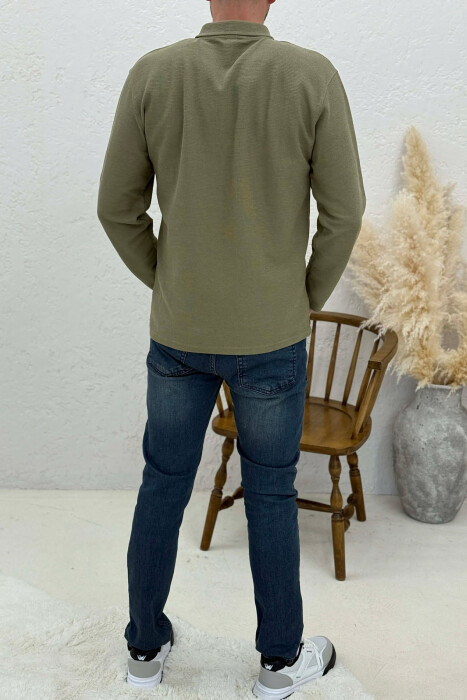 BLUZË ME JAKË POLO PËR MESHKUJ NË NGJYRËN MENTE - 3