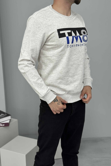 BLUZË ME JAKË RRUMBULLAKE DHE ME DIZAJN NE PJESËN PARA PËR MESHKUJ NË NGJYRËN KREM - 4