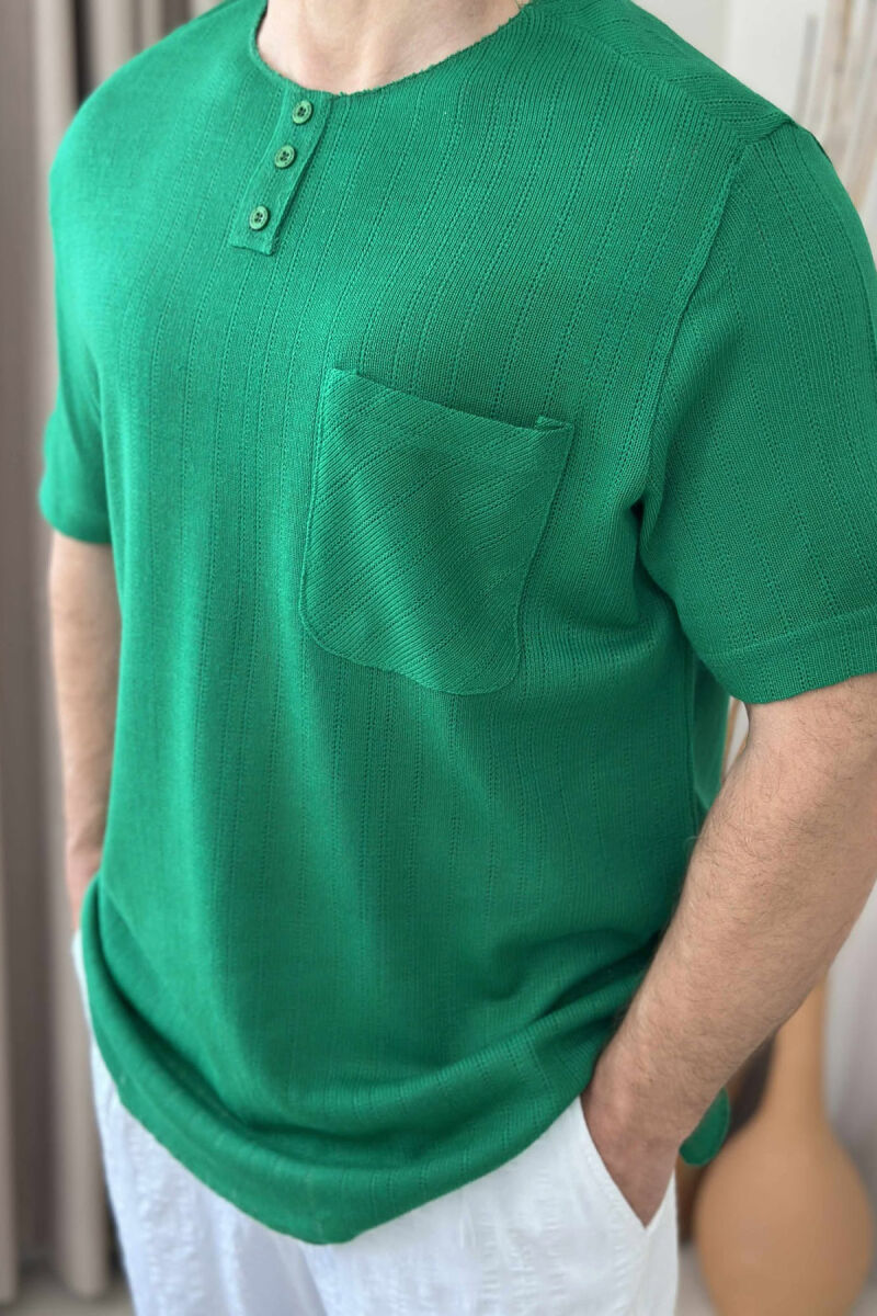 BLUZË ME KOPSA PËR MESHKUJ NË NGJYRËN JESHILE - 3