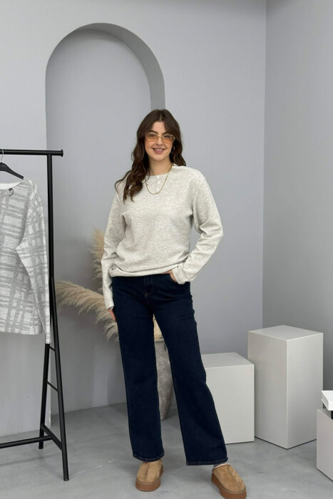 BLUZË ME MËNGË TË GJATA DHE KOPSA PËR FEMRA NË NGJYRË BEZHË - 4