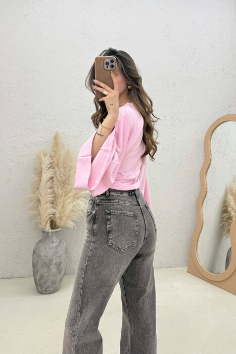 BLUZE ME MENGE TE GJATA PER FEMRA NE NGJYRE ROZE - 4