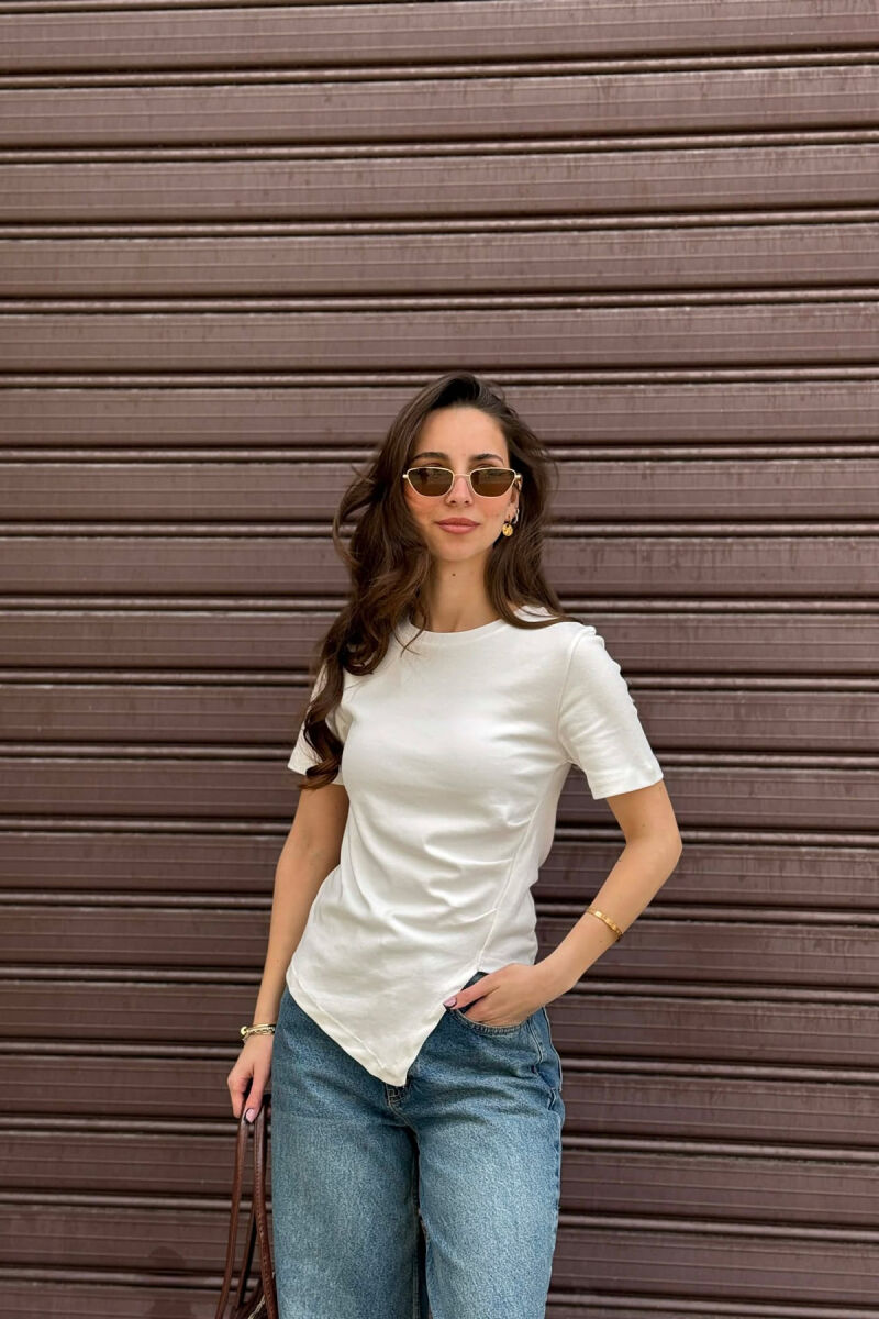 BLUZE ME MENGE TE SHKURTA PER FEMRA NE NGJYRE TE BARDHE - 1