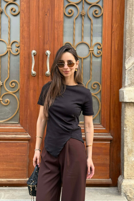 BLUZE ME MENGE TE SHKURTA PER FEMRA NE NGJYRE TE ZEZE - 1