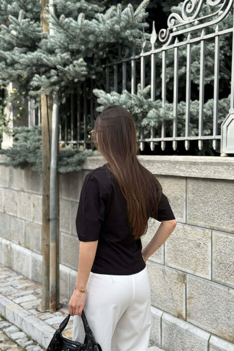 BLUZE ME MENGE TE SHKURTA PER FEMRA NE NGJYRE TE ZEZE - 4