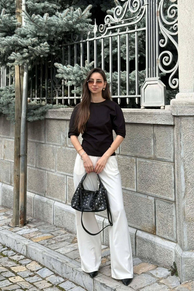 BLUZE ME MENGE TE SHKURTA PER FEMRA NE NGJYRE TE ZEZE - 5