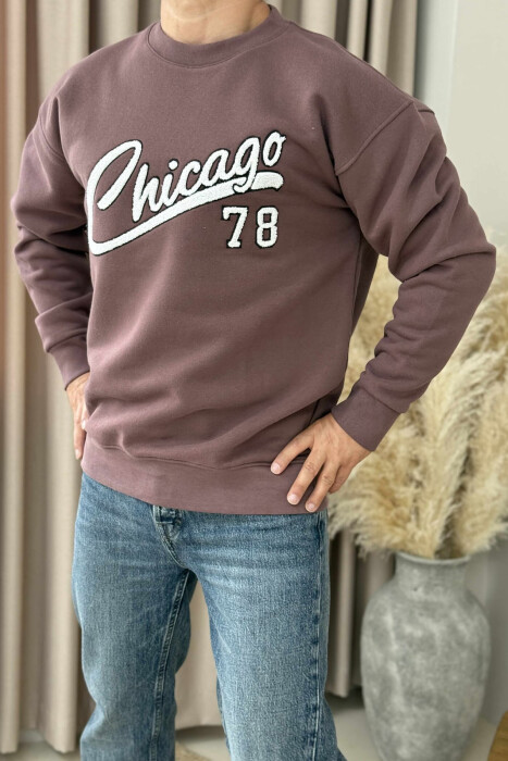 BLUZË ME PUSH DHE SHKRIM CHICAGO NË PJESËN PARA PËR MESHKUJ NË NGJYRË UTHULL - 5