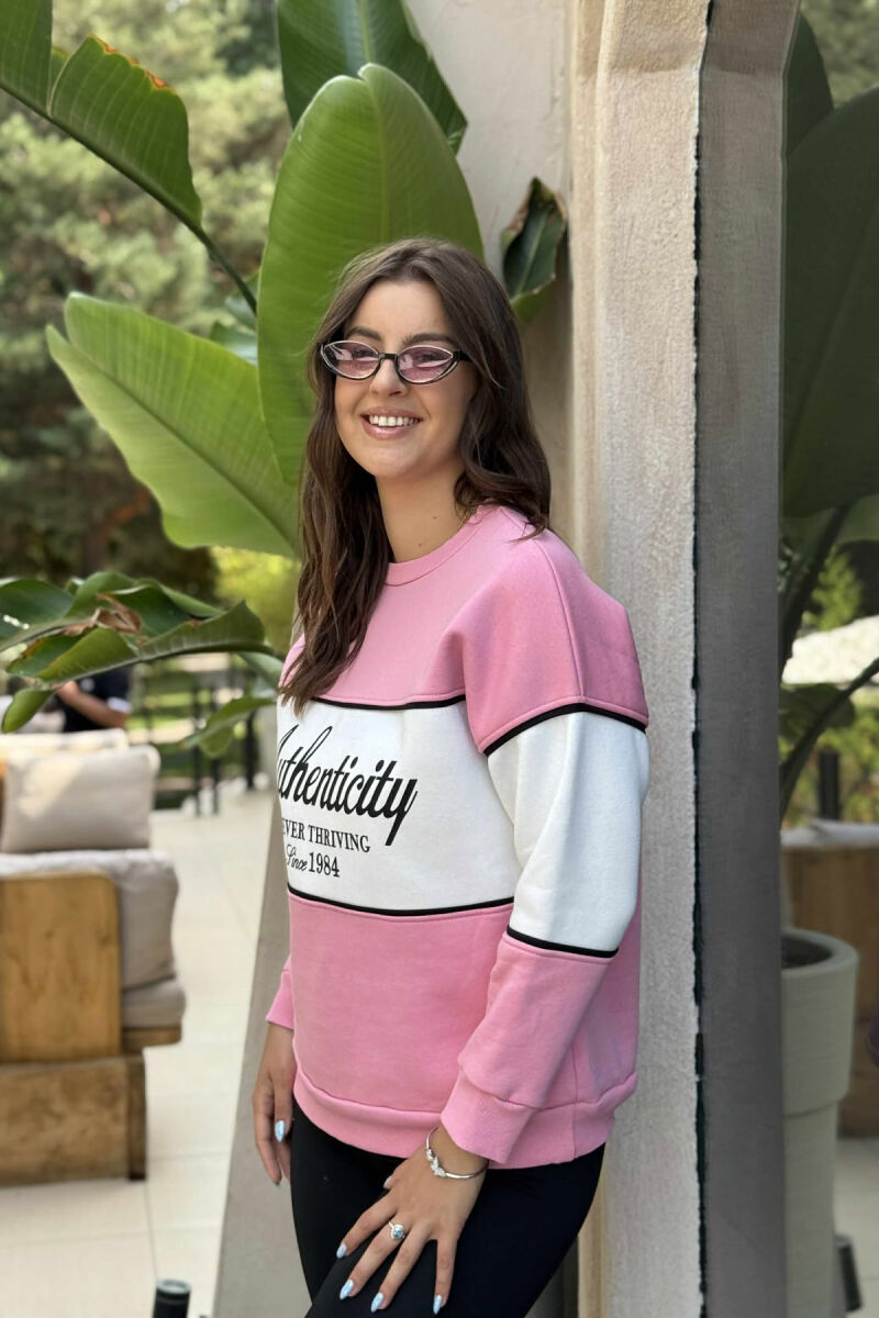 BLUZË ME PUSH DHE SHKRIME PARA PËR FEMRA NË NGJYRËN ROZË - 4