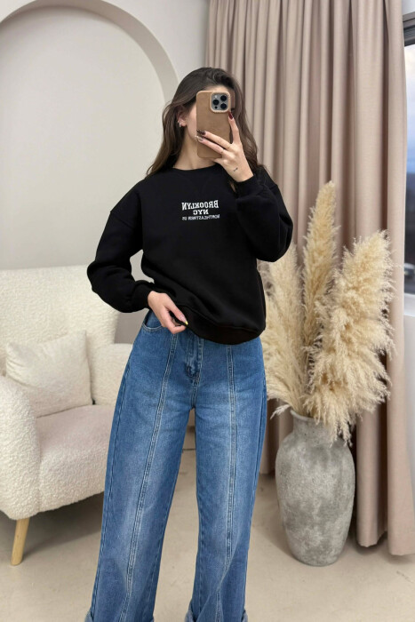 BLUZË ME PUSH ME SHKRIME PËR FEMRA NË NGJYRËN E ZEZË - 2