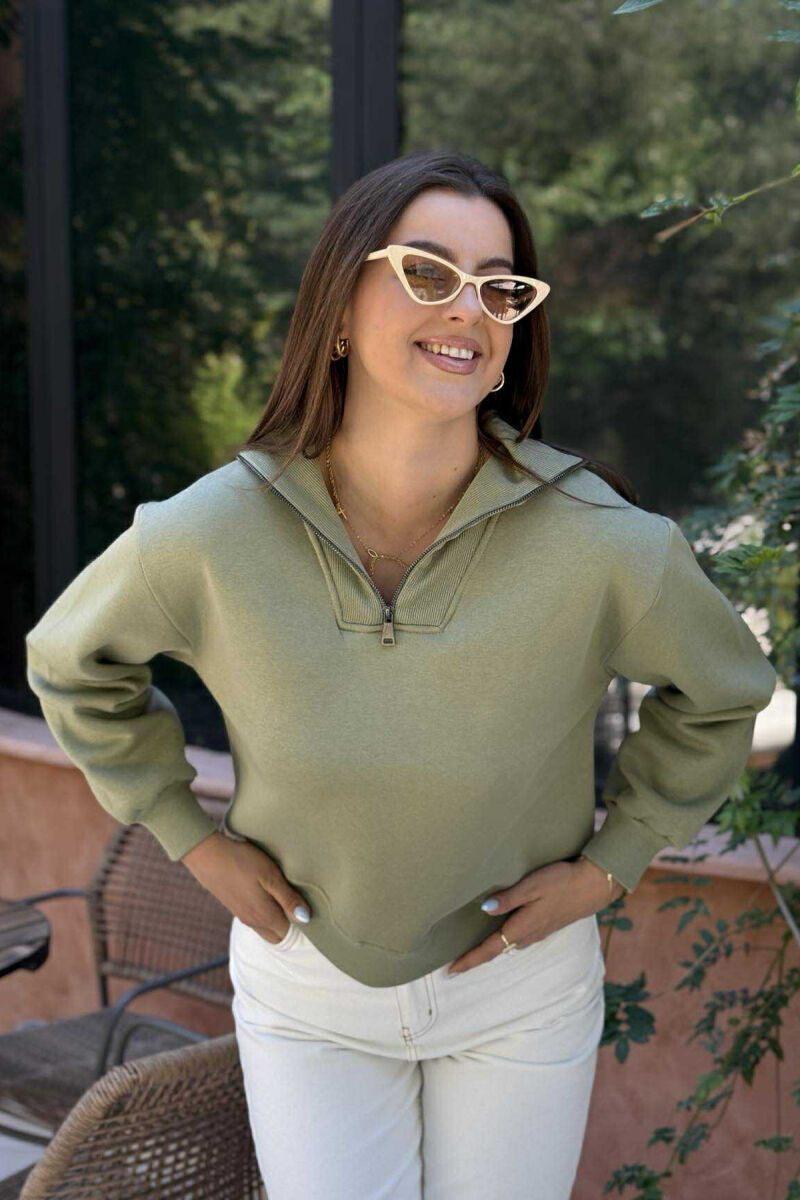 BLUZË ME PUSH ME ZINXHIR PËR FEMRA NË NGJYRËN ULLI - 2