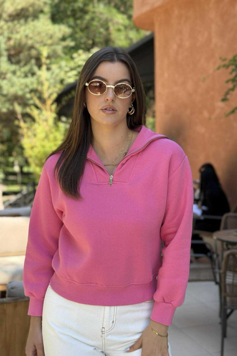 BLUZË ME PUSH ME ZINXHIR PËR FEMRA NË NGJYRË ROZË - 2