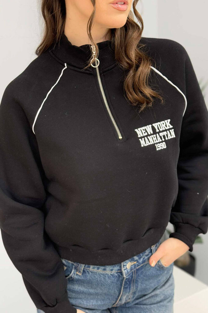 BLUZË ME PUSH PËR FEMRA NË NGJYRËN E ZEZË - 3