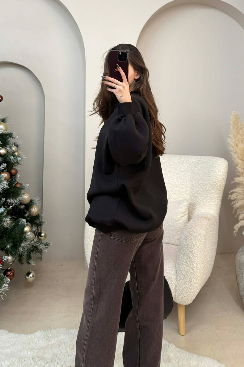 BLUZË ME PUSH PËR FEMRA NË NGJYRËN E ZEZË - 3