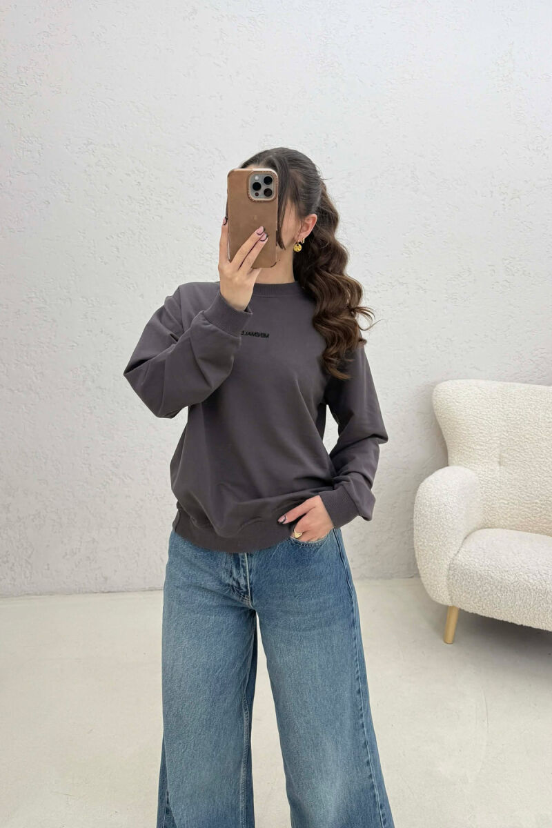 BLUZE ME SHKRIM PARA PER FEMRA NE NGJYRE GRI HIRI - 1