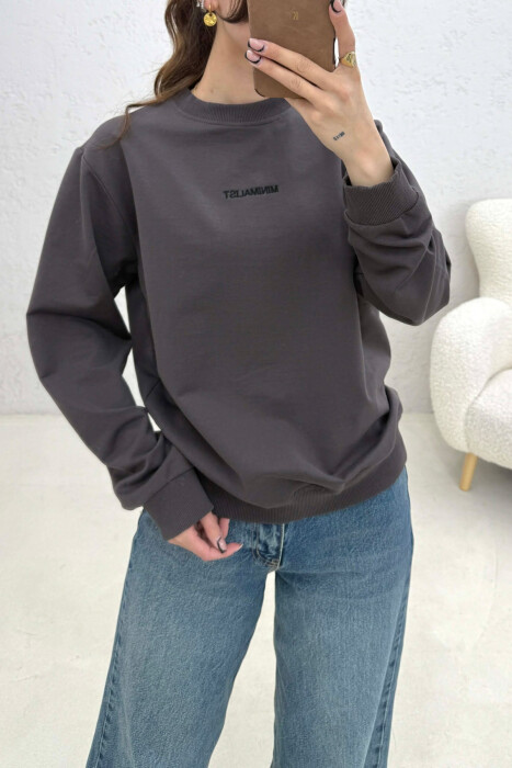 BLUZE ME SHKRIM PARA PER FEMRA NE NGJYRE GRI HIRI - 2