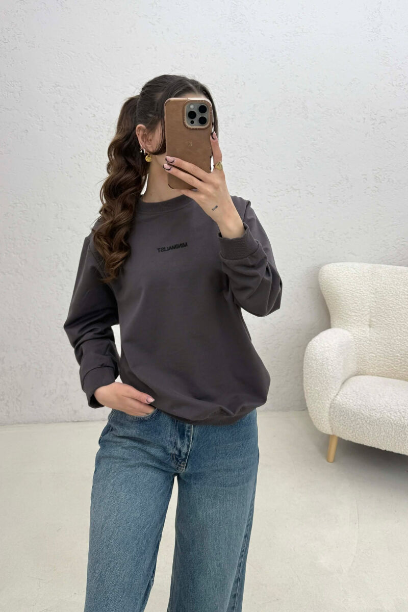 BLUZE ME SHKRIM PARA PER FEMRA NE NGJYRE GRI HIRI - 3