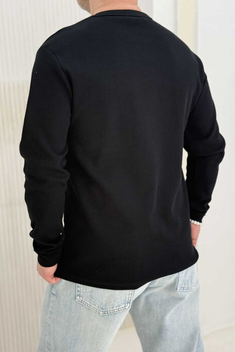 BLUZË ME TEKSTURË PËR MESHKUJ NË NGJYRËN E ZEZË - 3