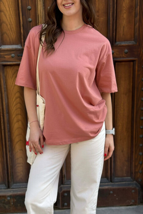 T-SHIRT NJE NGJYRESH PER FEMRA NE NGJYRE PUDER+ 6 PALE ÇORAPE DHURATE - 3